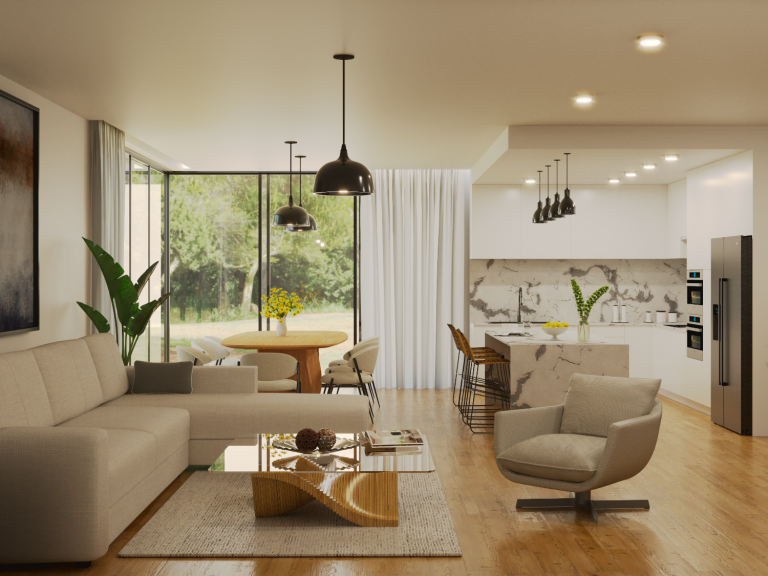 imagen salon cocina tonos cálidos